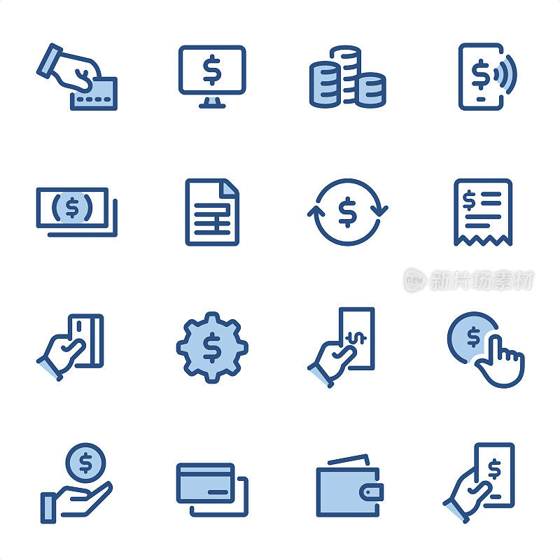 Payments - Pixel Perfect blue line icons